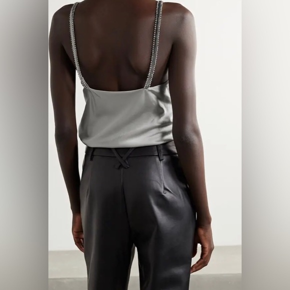 NWT CAMI NYC Felicity Crystal-Embellished Silk-Blend Charmeuse Camisole - Silver - Picture 4 of 12